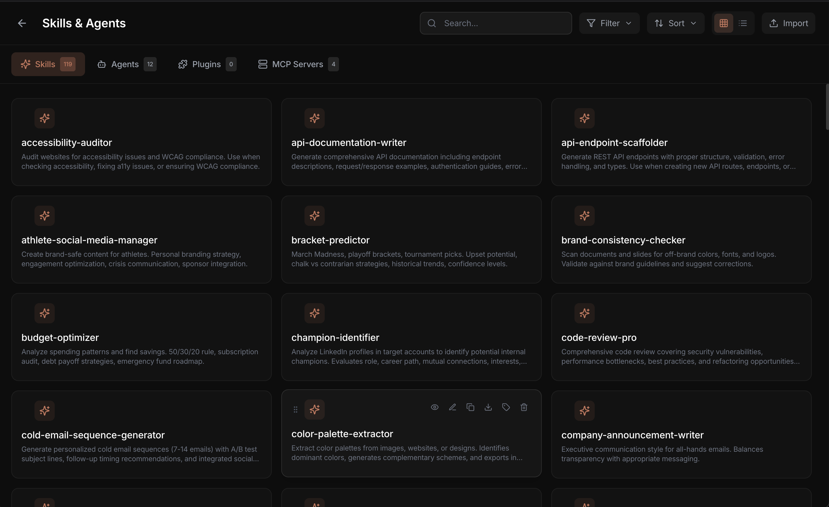 Skills and agents marketplace